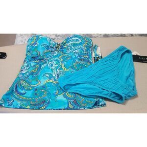 Lauren Ralph Lauren Turquoise Two‎ Piece Swim suit size 6